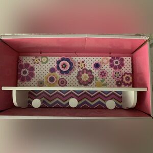 Kids baby girl bedroom room Colorful Floral and Chevron Patterned Box with hooks